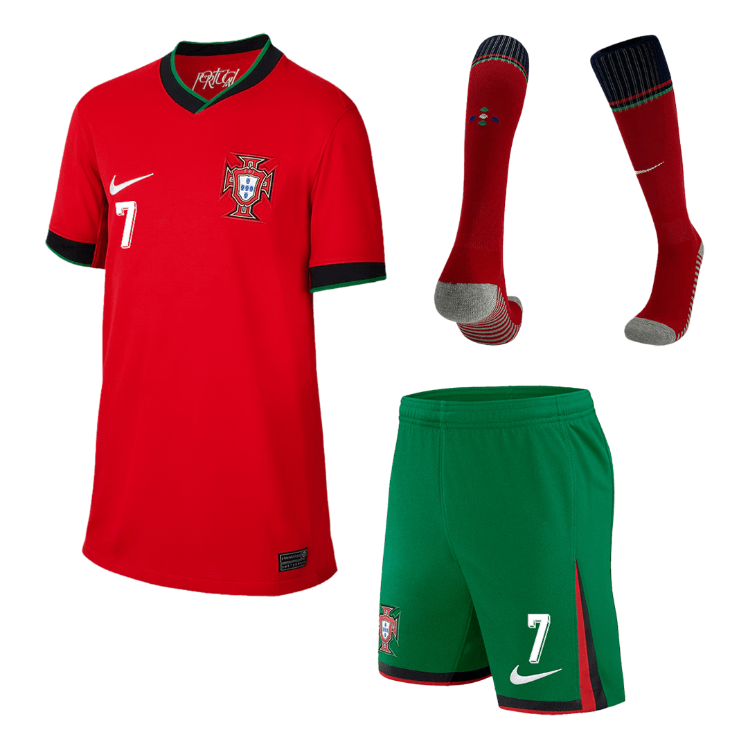 Portugal RONALDO #7 Euro 2024 kids home jersey set Go Soccer World Shop