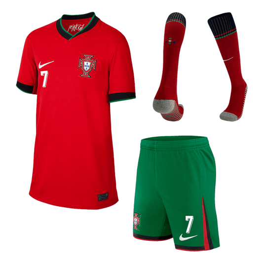 Portugal RONALDO #7 Euro 2024 kids home jersey set Go Soccer World Shop