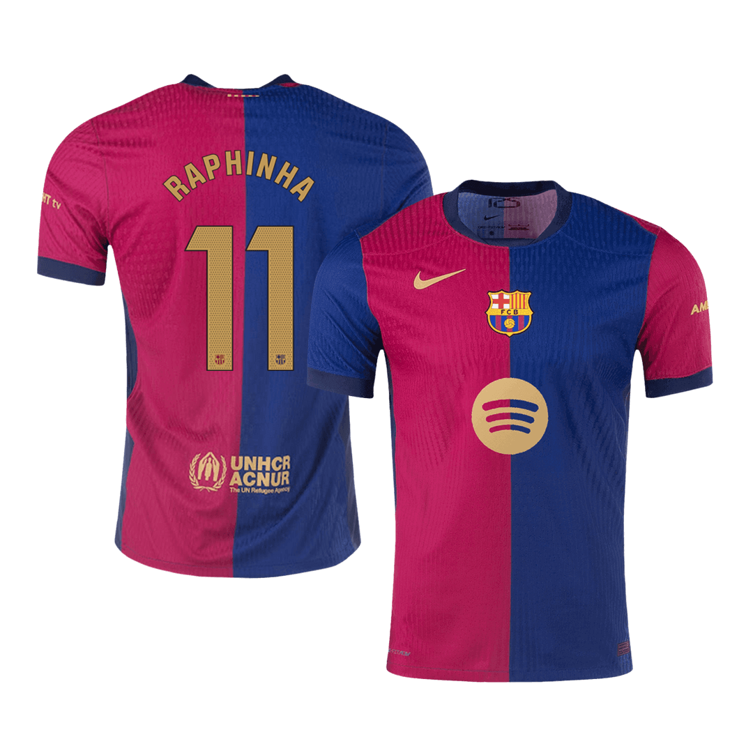 Player Version RAPHINHA #11 Barcelona Home Soccer Jersey 2024/25 -£¨Spotify Logo Without Text£© Go Soccer World Shop