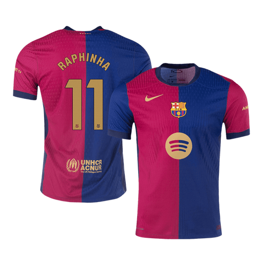 Player Version RAPHINHA #11 Barcelona Home Soccer Jersey 2024/25 -£¨Spotify Logo Without Text£© Go Soccer World Shop