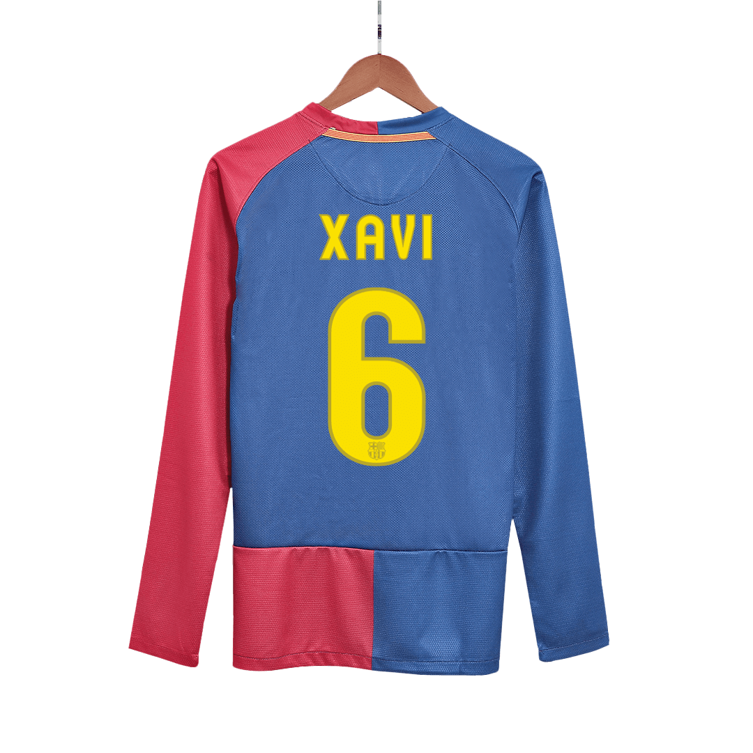 Retro XAVI #6 2008/09 Barcelona Home - UCL Final Long Sleeve soccer jersey Go Soccer World Shop