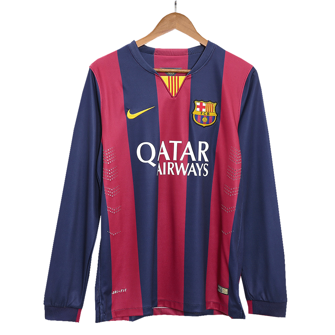 2014/15 Barcelona Home Retro Long Sleeve soccer jersey Go Soccer World Shop