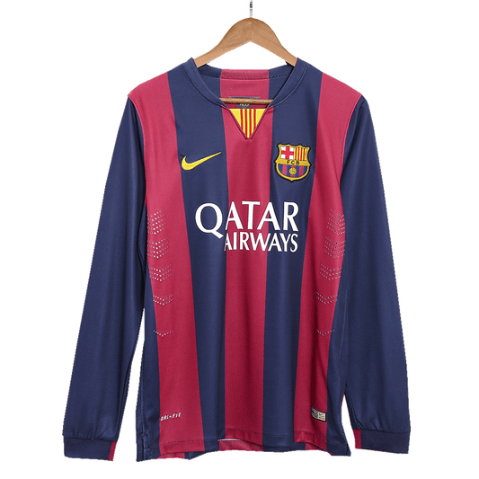 2014/15 Barcelona Home Retro Long Sleeve soccer jersey Go Soccer World Shop