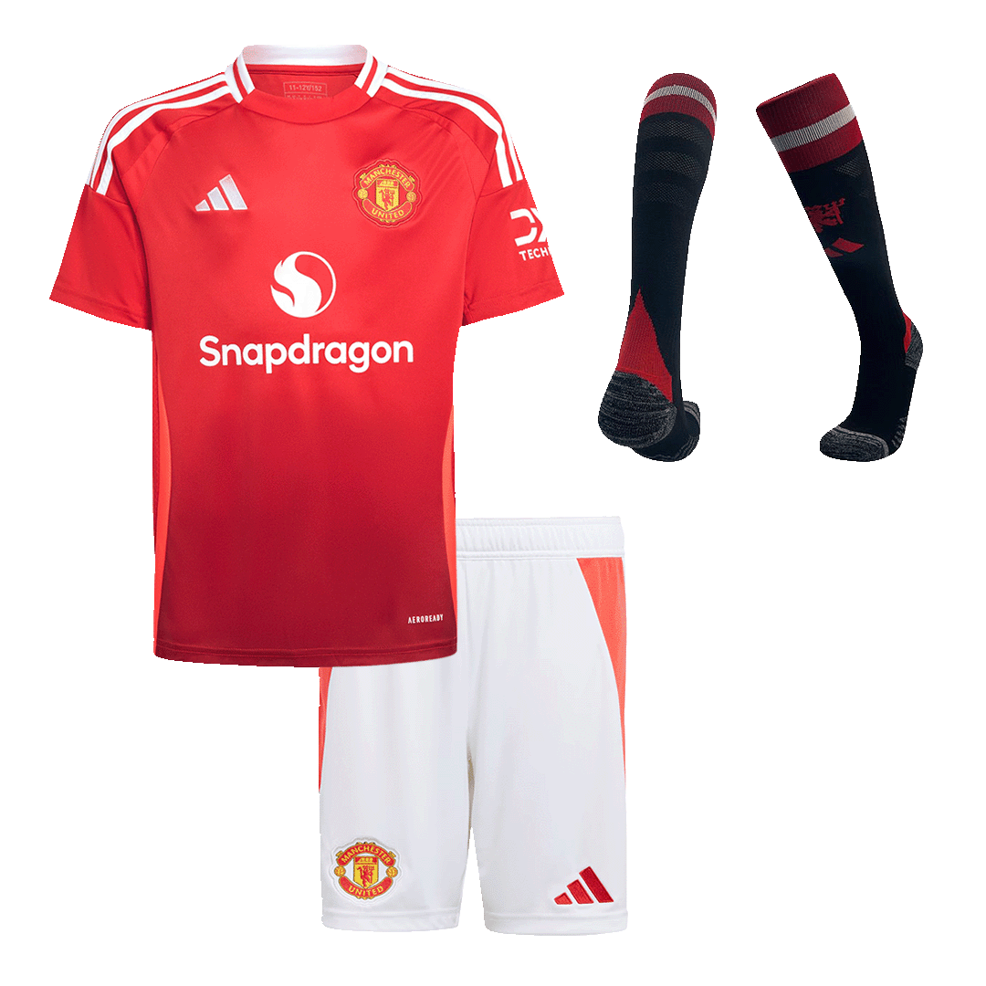 Manchester United Kids Home soccer jersey Set (Jersey + Shorts + Socks) 2024/25 Go Soccer World Shop