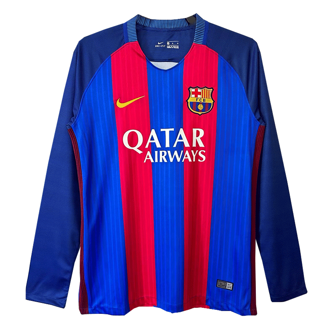 2016/17 Barcelona Home Retro Long Sleeve soccer jersey Go Soccer World Shop