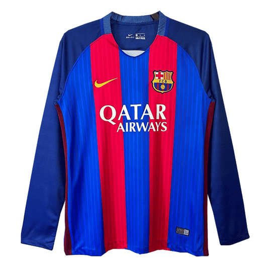 2016/17 Barcelona Home Retro Long Sleeve soccer jersey Go Soccer World Shop