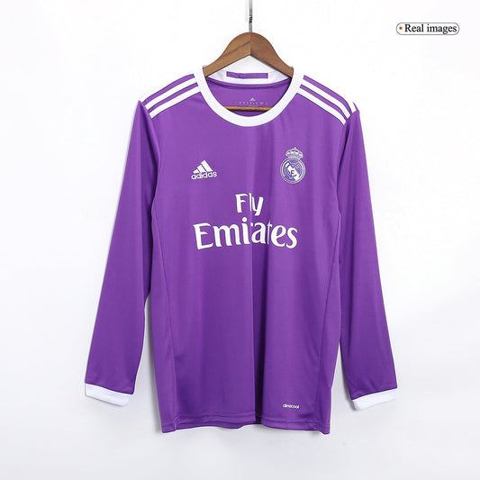 Real Madrid away soccer jersey with long sleeves, retro 2016/17 Go Soccer World Shop