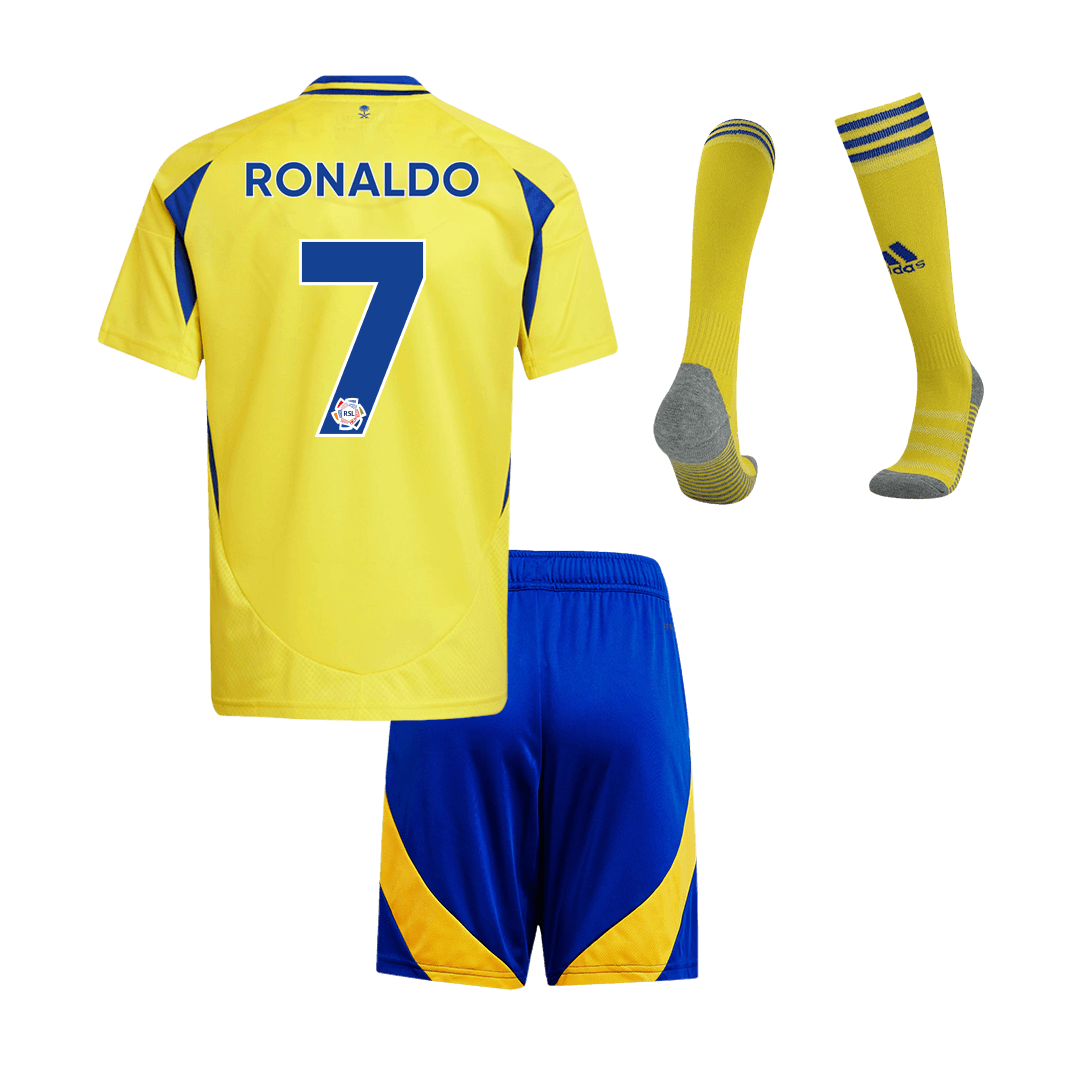 RONALDO #7 Al Nassr Kids Home soccer jersey Set (Jersey + Shorts + Socks) 2024/25 Go Soccer World Shop