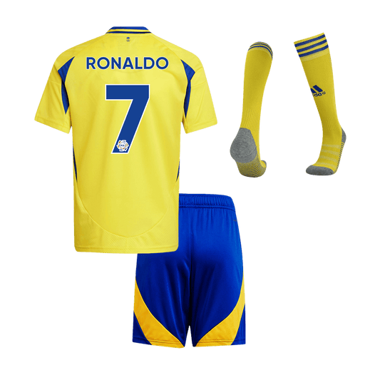 RONALDO #7 Al Nassr Kids Home soccer jersey Set (Jersey + Shorts + Socks) 2024/25 Go Soccer World Shop