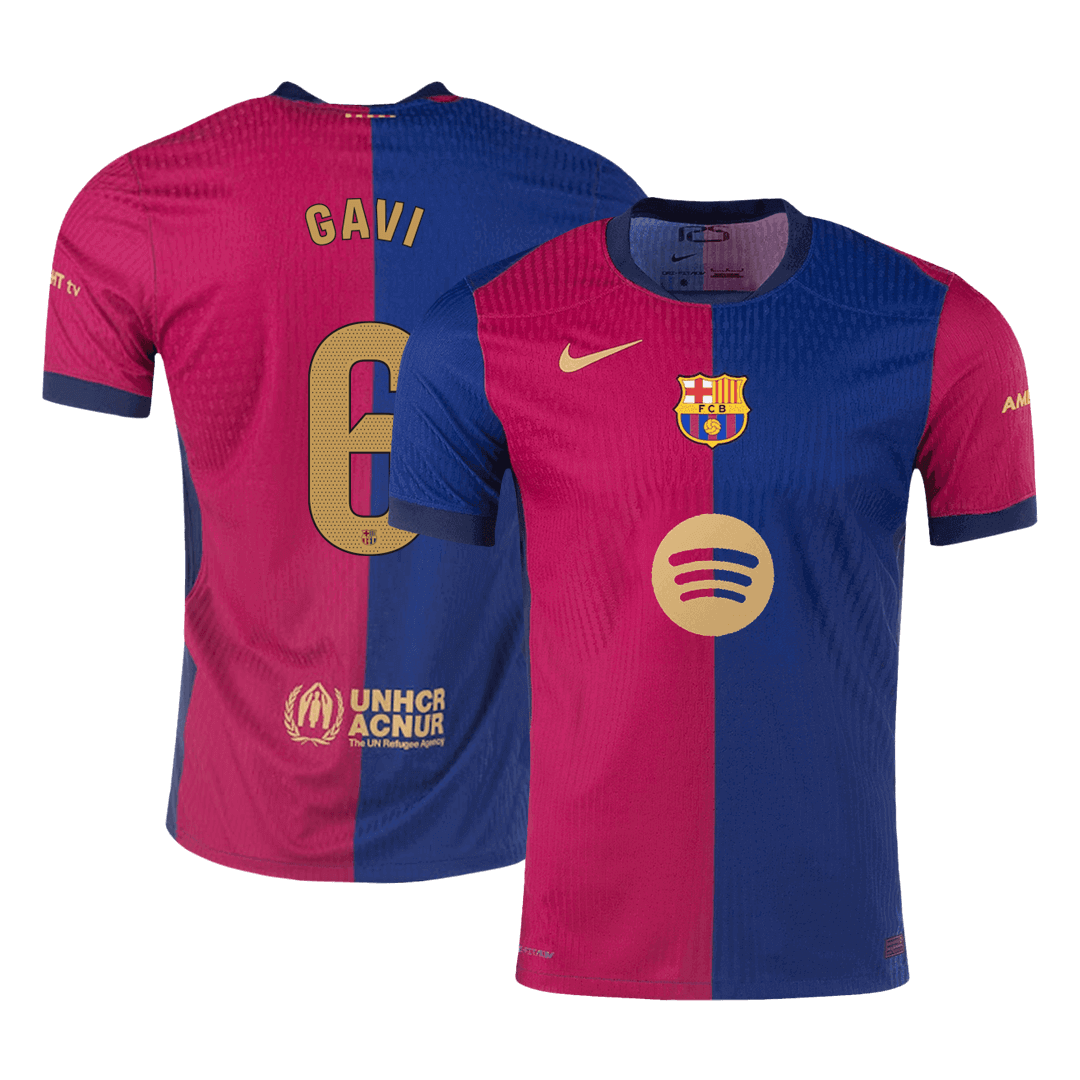 Player Version GAVI #6 Barcelona Home soccer jersey 2024/25 - Spotify Logo Without Text Go Soccer World Shop