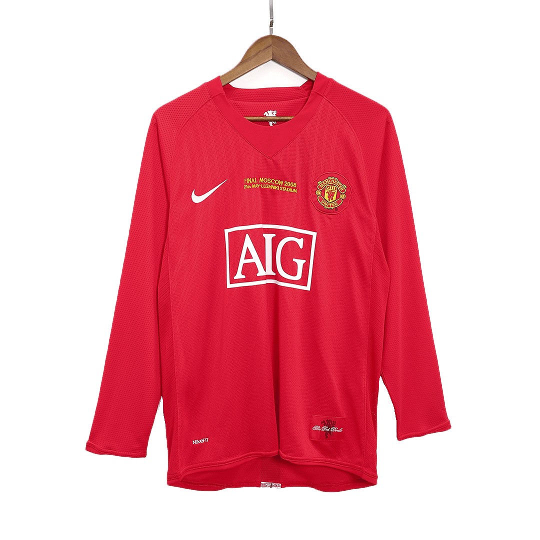 2007/08 Manchester United Champions League Retro Long Sleeve soccer jersey UCL Final Go Soccer World Shop