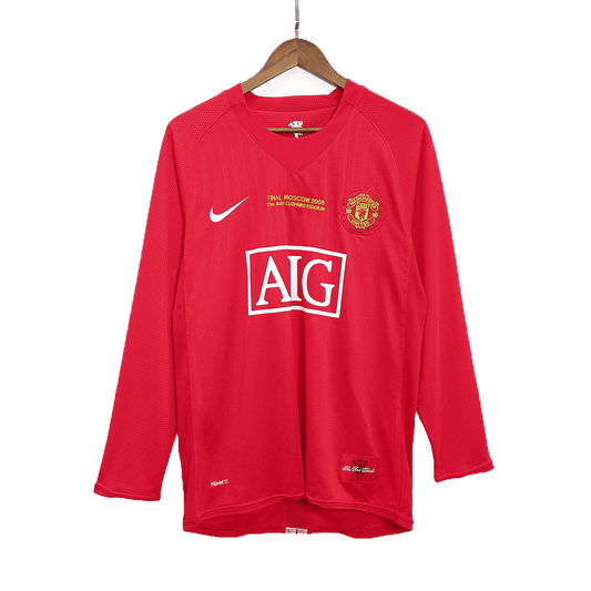 2007/08 Manchester United Champions League Retro Long Sleeve soccer jersey UCL Final Go Soccer World Shop