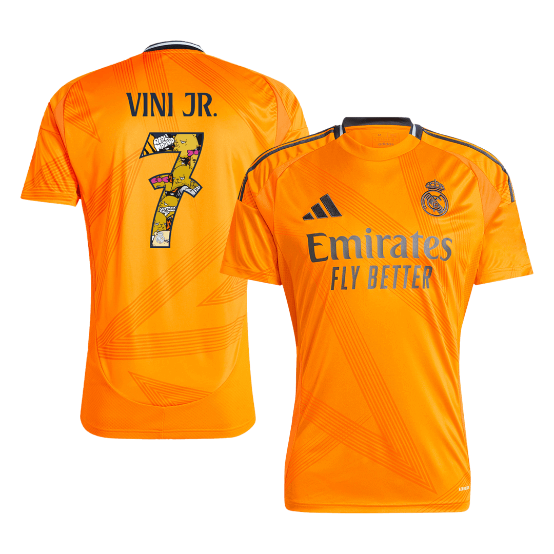 VINI JR. Real Madrid No. 7 Away soccer jersey 2024/25 - Bear Champ Font Go Soccer World Shop