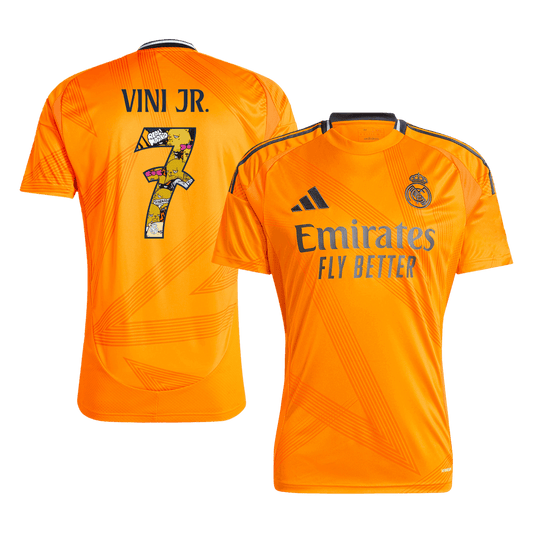 VINI JR. Real Madrid No. 7 Away soccer jersey 2024/25 - Bear Champ Font Go Soccer World Shop