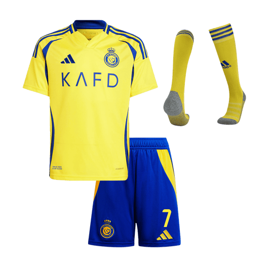 RONALDO #7 Al Nassr Kids Home soccer jersey Set (Jersey + Shorts + Socks) 2024/25 Go Soccer World Shop