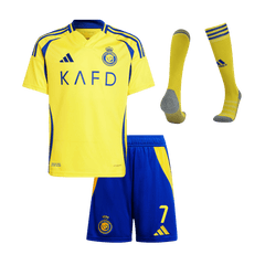 RONALDO #7 Al Nassr Kids Home soccer jersey Set (Jersey + Shorts + Socks) 2024/25 Go Soccer World Shop