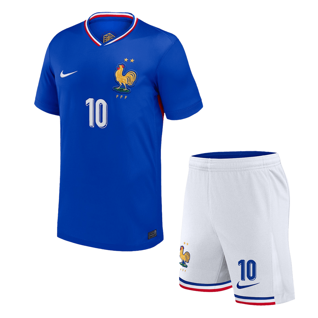 MBAPPE No. 10 Kids Home Jersey Set (Jersey + Shorts) Euro 2024 Kids Go Soccer World Shop