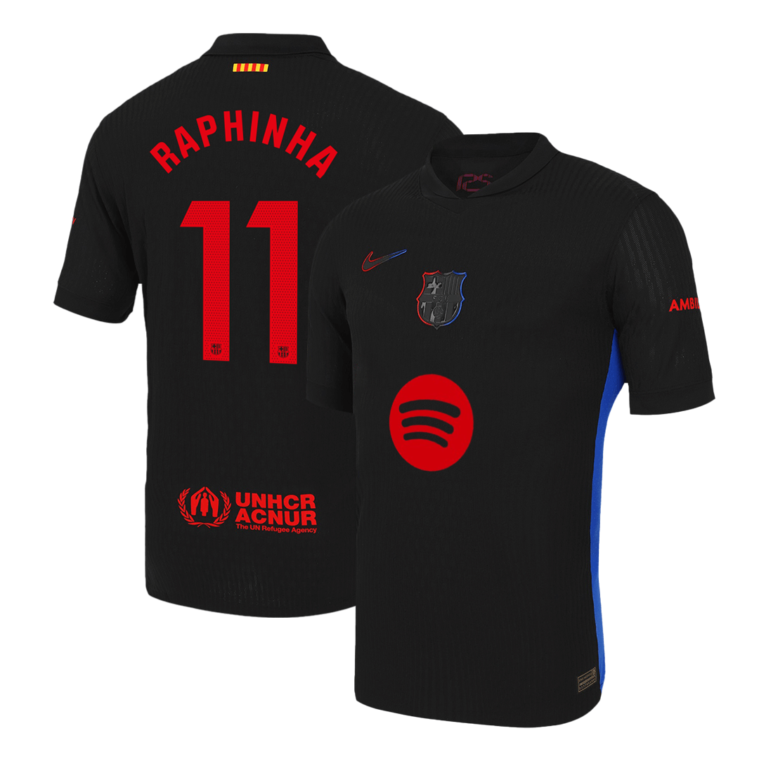 Player Version RAPHINHA #11 Barcelona Away Soccer Jersey 2024/25 -£¨Spotify Logo Without Text£© Go Soccer World Shop