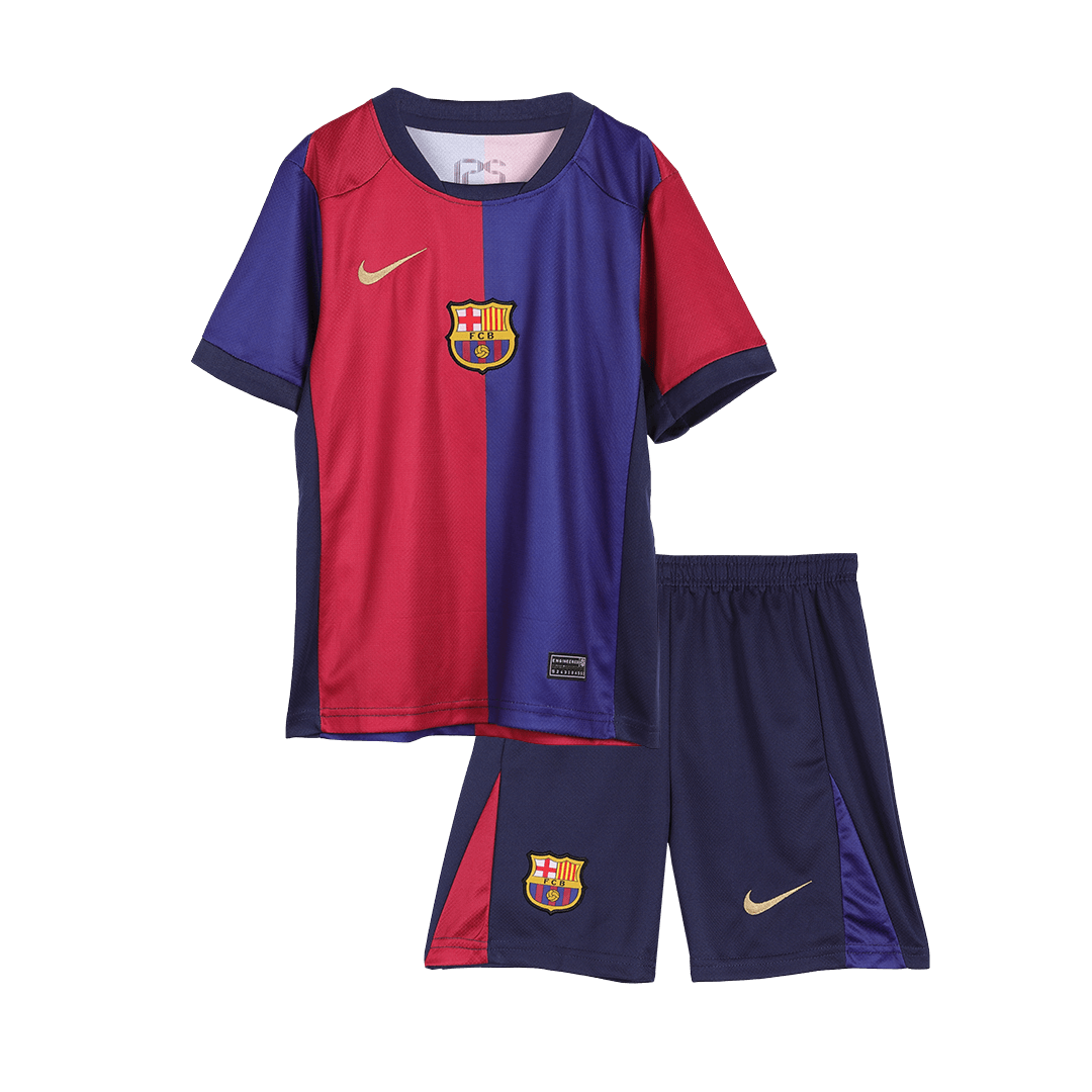 Barcelona Kids Home soccer jersey Set (Jersey + Shorts) 2024/25 - Spotify Logo Without Text Go Soccer World Shop