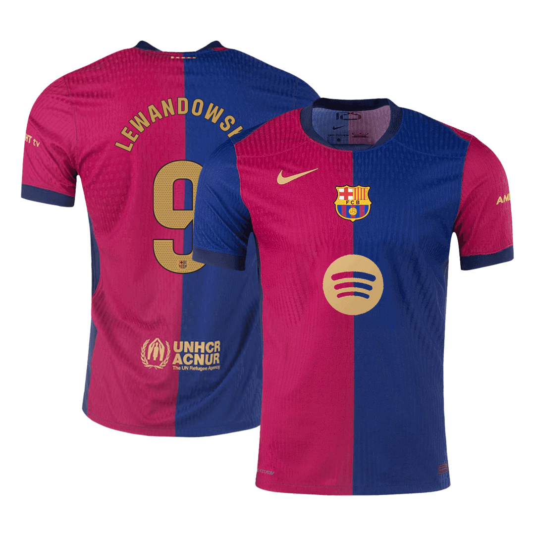 Player version LEWANDOWSKI #9 Barcelona 2024/25 home soccer jersey - Spotify logo without text Go Soccer World Shop