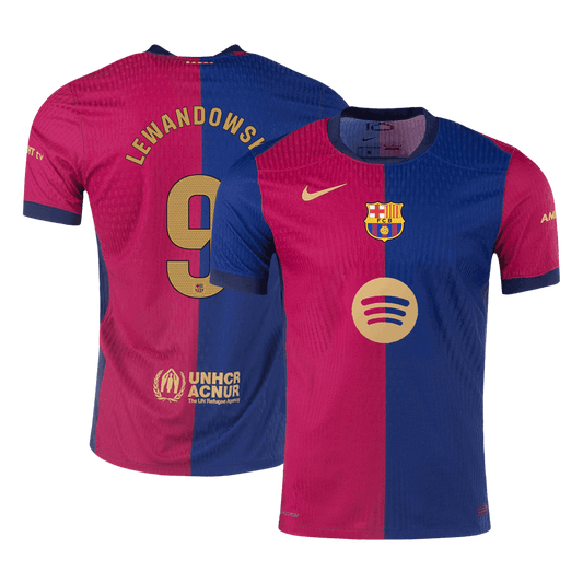 Player version LEWANDOWSKI #9 Barcelona 2024/25 home soccer jersey - Spotify logo without text Go Soccer World Shop