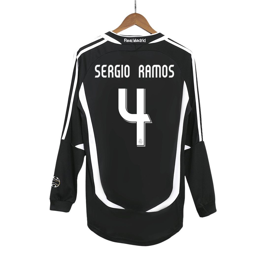 Retro SERGIO RAMOS #4 2006/07 Real Madrid Away Long Sleeve soccer jersey Go Soccer World Shop