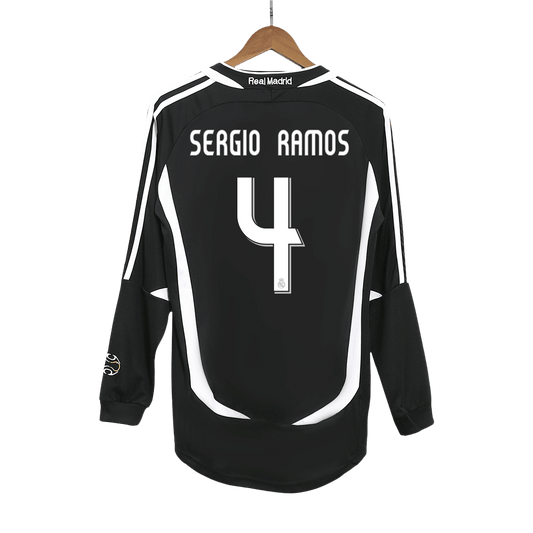 Retro SERGIO RAMOS #4 2006/07 Real Madrid Away Long Sleeve soccer jersey Go Soccer World Shop