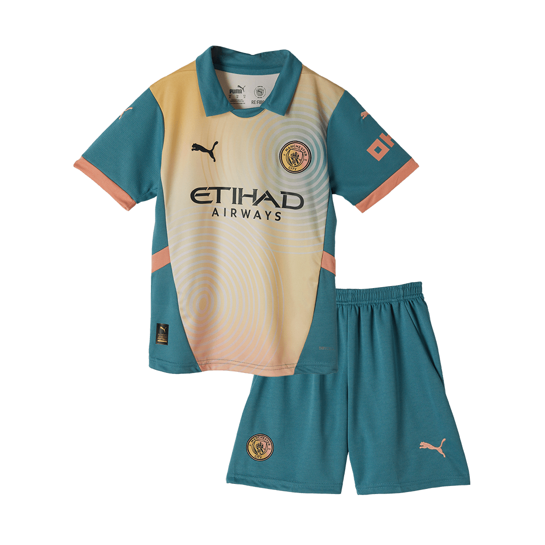 Manchester City Fourth Children's soccer Away Kit (Jersey + Shorts) 2024/25 - Definitely City (UCL) Go Soccer World Shop