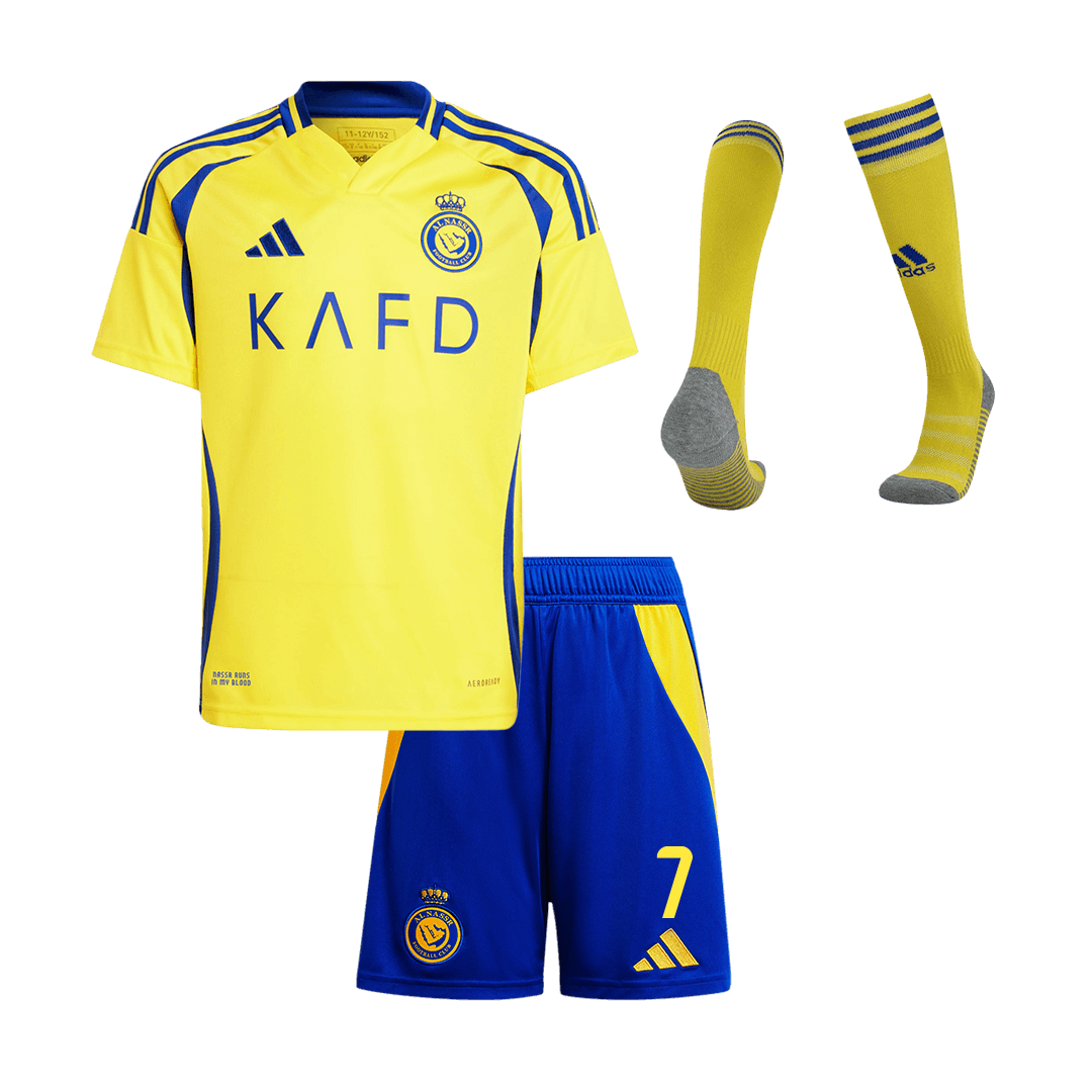 RONALDO #7 Al Nassr Kids Home soccer jersey Set (Jersey + Shorts + Socks) 2024/25 - ACL Go Soccer World Shop