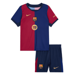 Barcelona Kids Home soccer jersey Set (Jersey + Shorts) 2024/25 - Spotify Logo Without Text Go Soccer World Shop