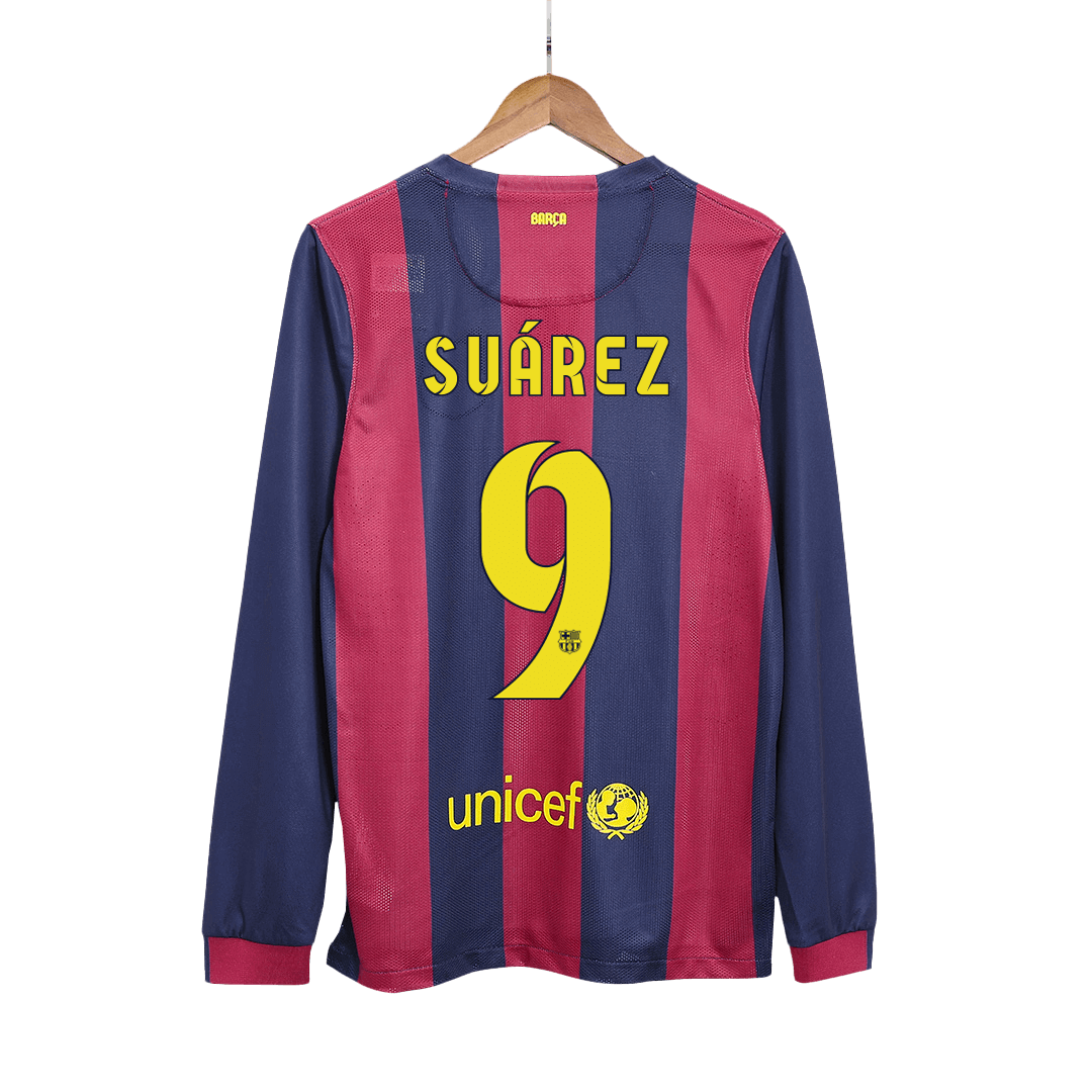 Retro Suárez#9 2014/15 Barcelona Home Long Sleeve soccer jersey Go Soccer World Shop