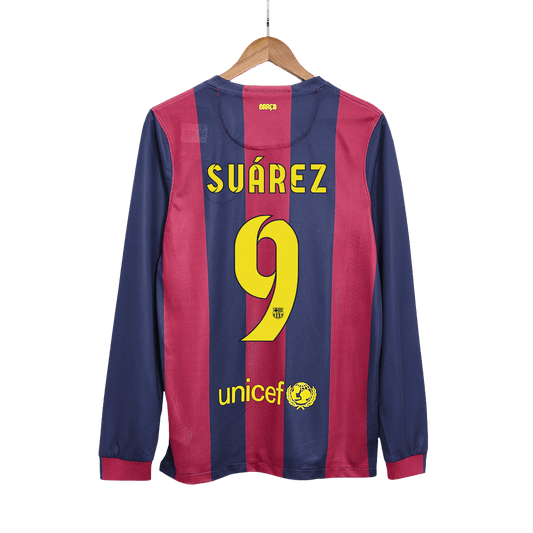 Retro Suárez#9 2014/15 Barcelona Home Long Sleeve soccer jersey Go Soccer World Shop