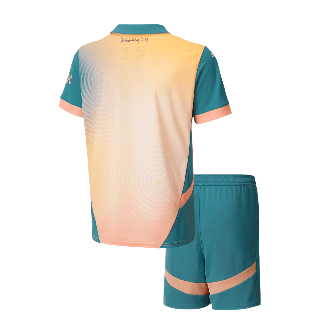 Manchester City Fourth Children's soccer Away Kit (Jersey + Shorts) 2024/25 - Definitely City (UCL) Go Soccer World Shop