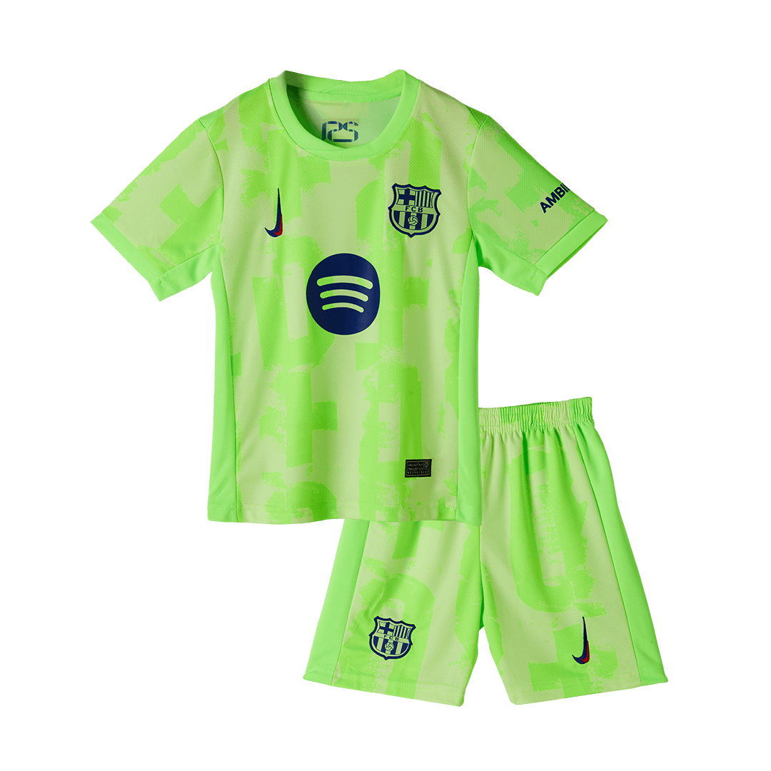 Barcelona Kids Away Kit (Jersey + Shorts) 2024/25 - UCL (Spotify logo without text) Go Soccer World Shop