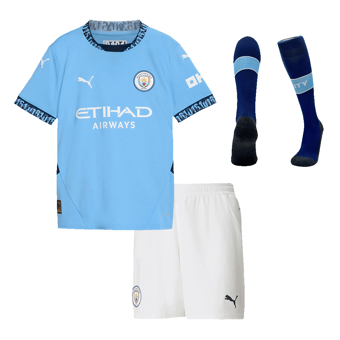 Manchester City Kids Home soccer jersey Set (Jersey + Shorts + Socks) 2024/25 Go Soccer World Shop