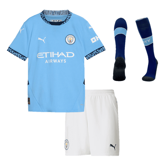 Manchester City Kids Home soccer jersey Set (Jersey + Shorts + Socks) 2024/25 Go Soccer World Shop