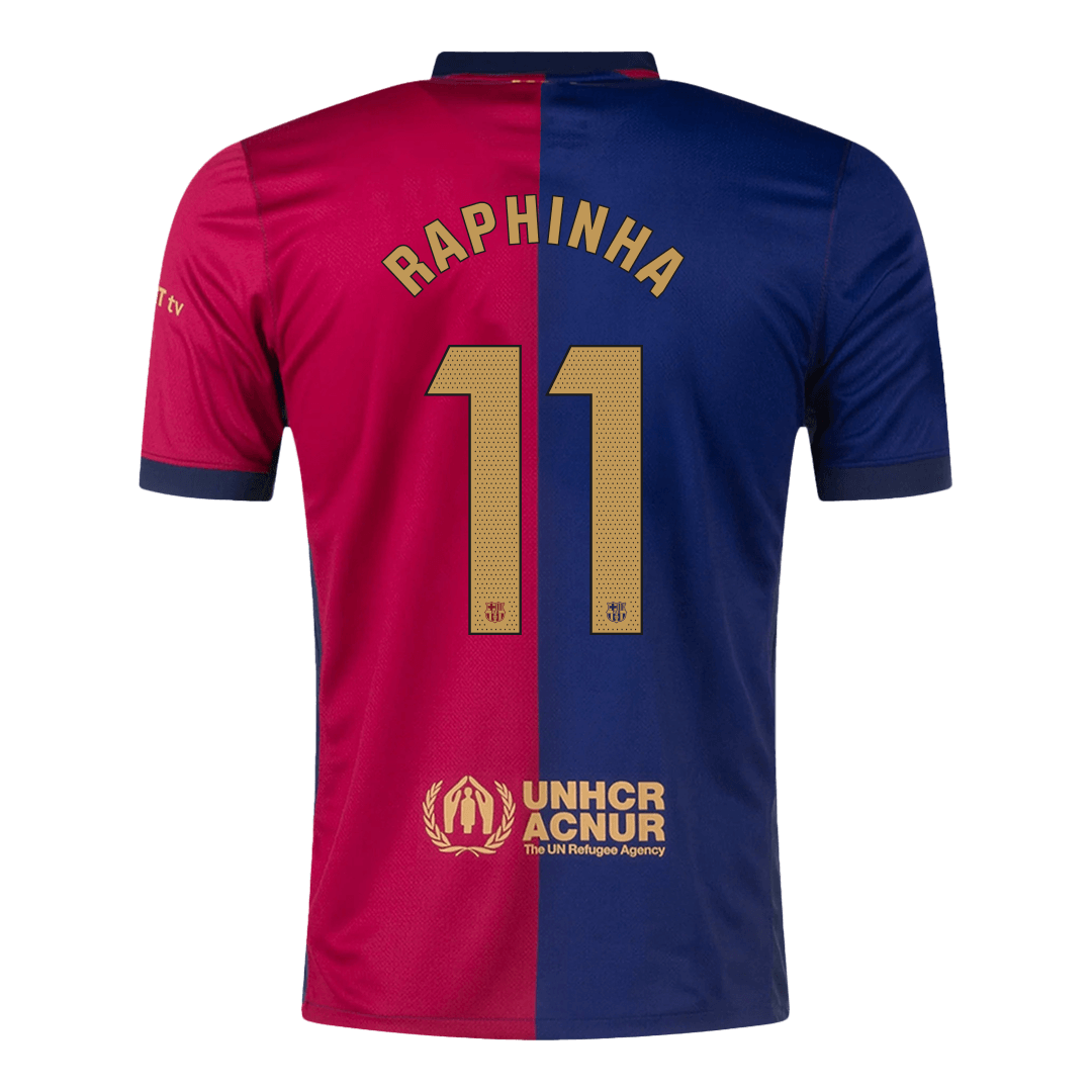 RAPHINHA #11 Barcelona Home 2024/25 soccer jersey -£¨Spotify logo without text£© Go Soccer World Shop