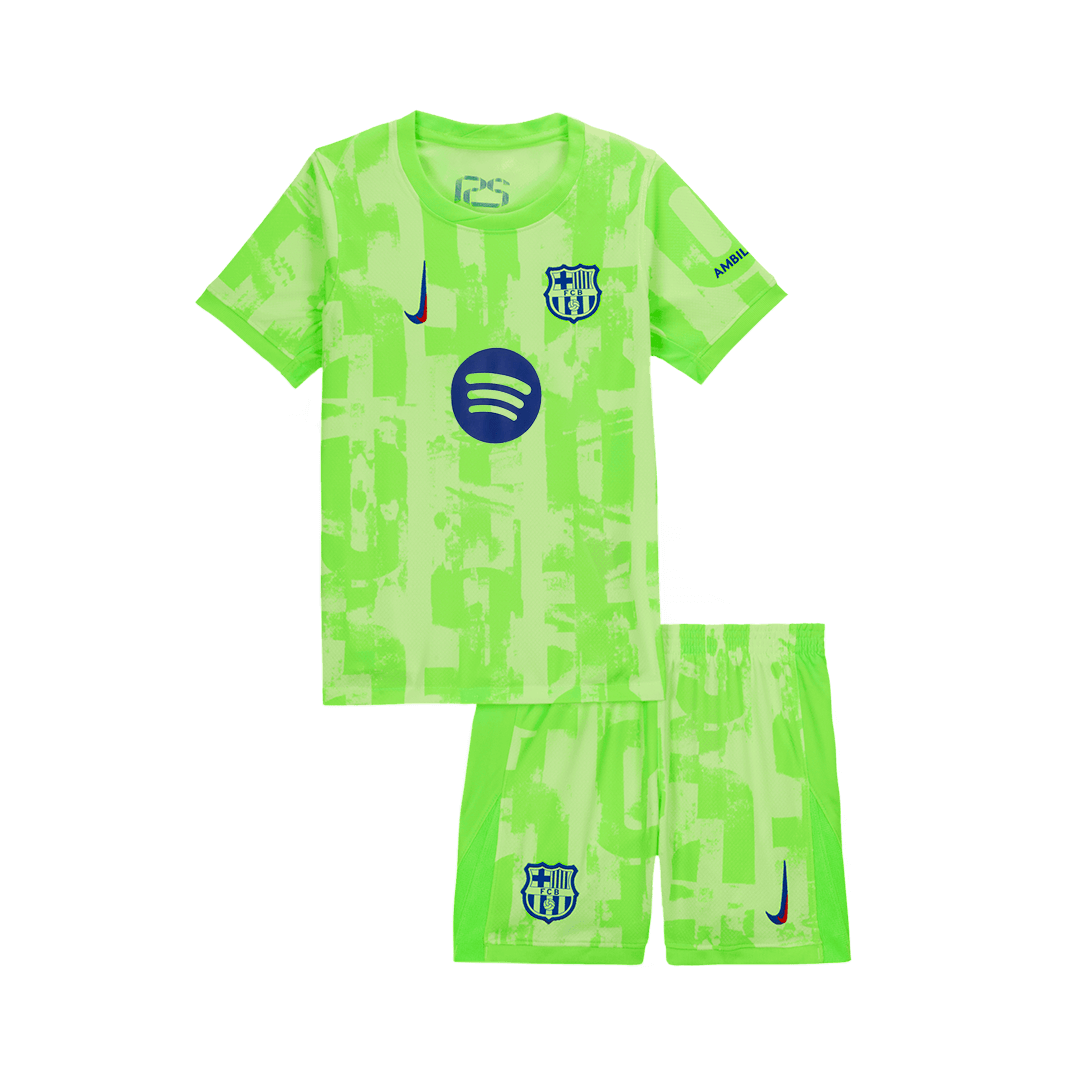 Barcelona Kids Away Kit (Jersey + Shorts) 2024/25 - UCL (Spotify logo without text) Go Soccer World Shop