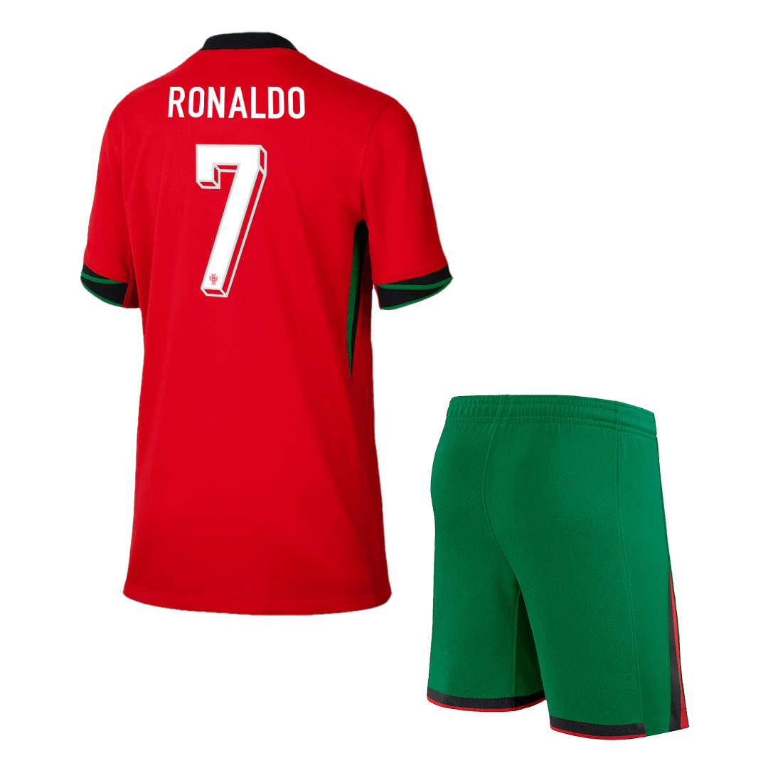 Portugal RONALDO #7 Kids Home Jersey Set (Jersey + Shorts) Euro 2024 Go Soccer World Shop