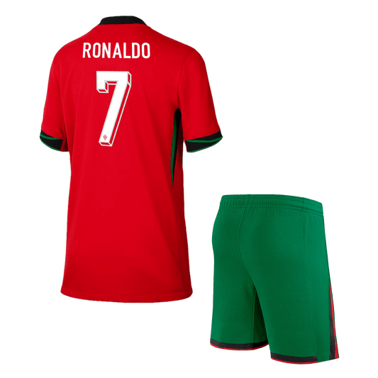 Portugal RONALDO #7 Kids Home Jersey Set (Jersey + Shorts) Euro 2024 Go Soccer World Shop