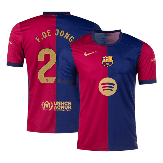 F.DE JONG #21 Barcelona Home 2024/25 soccer jersey - Spotify logo without text Go Soccer World Shop