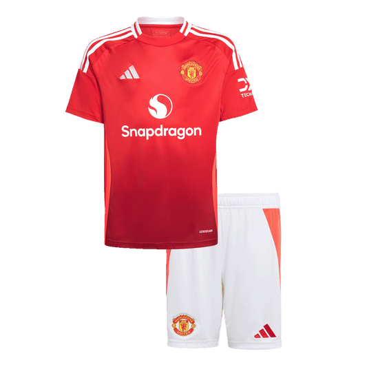 Manchester United Kids Home soccer jersey Set (Jersey + Shorts) 2024/25 Go Soccer World Shop