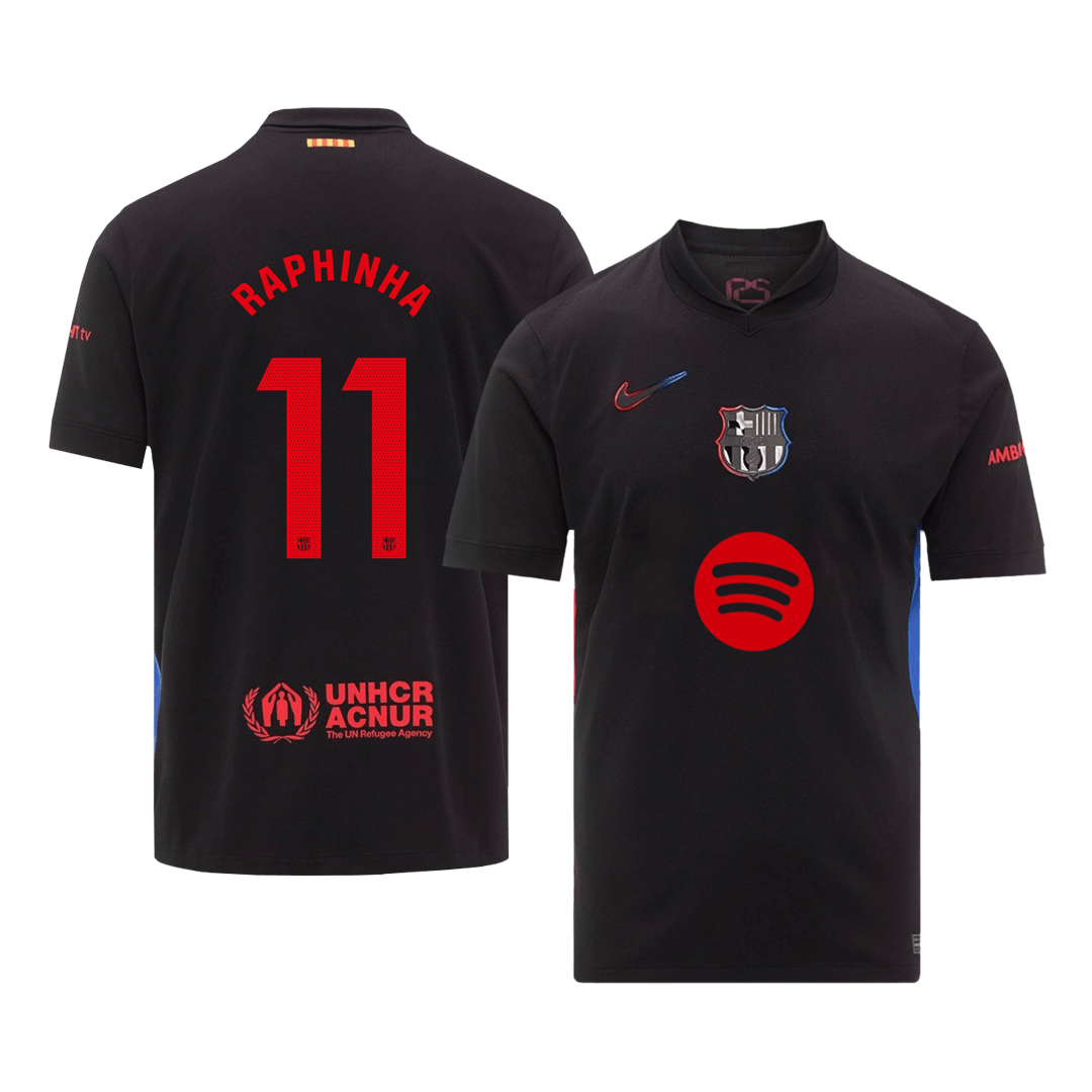 RAPHINHA #11 Barcelona Away soccer jersey 2024/25 -£¨Spotify logo without text£© Go Soccer World Shop