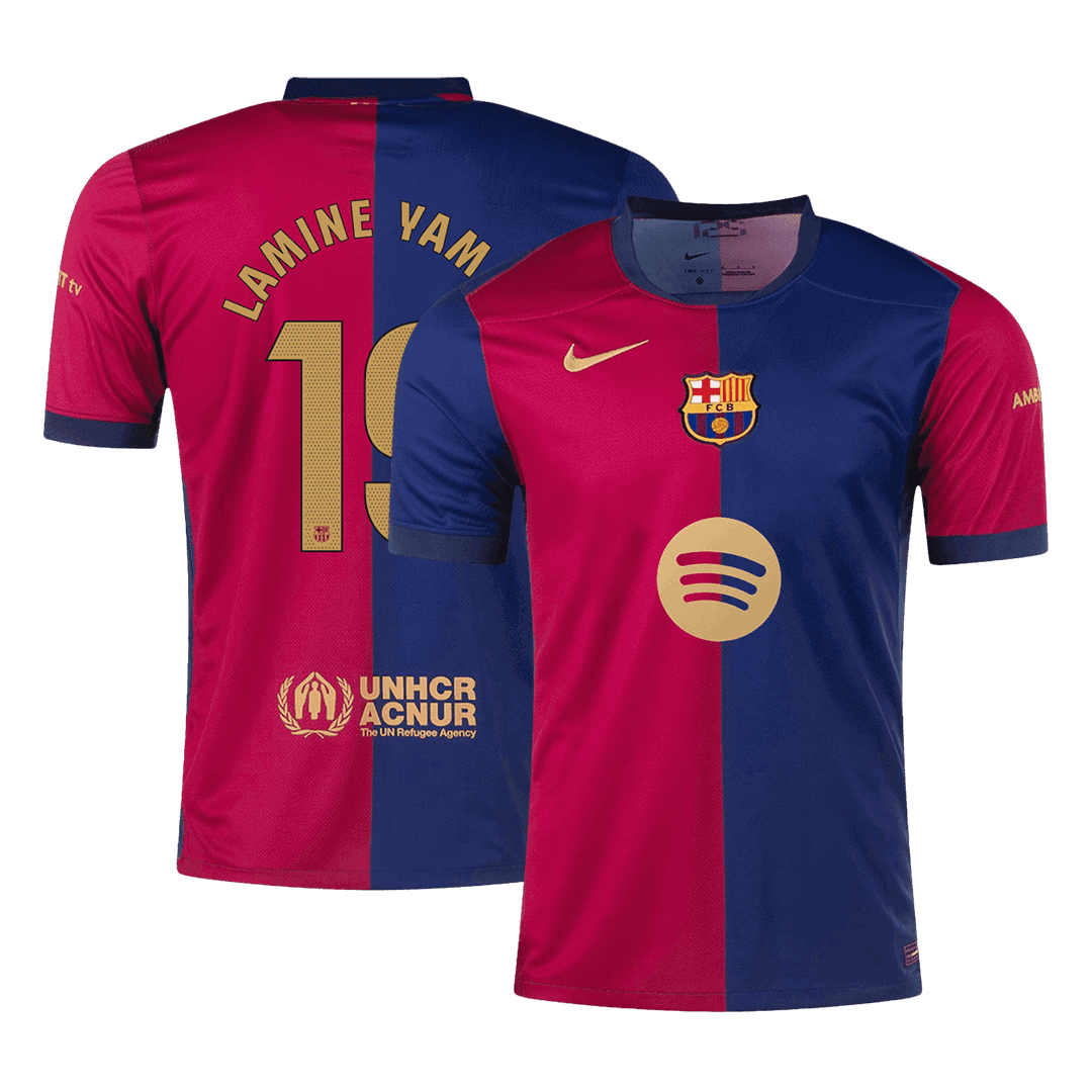 LAMINE YAMAL #19 Barcelona Home 2024/25 soccer jersey - Spotify logo without text Go Soccer World Shop