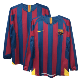 Retro 2005/06 Barcelona Home Long Sleeve soccer jersey Go Soccer World Shop