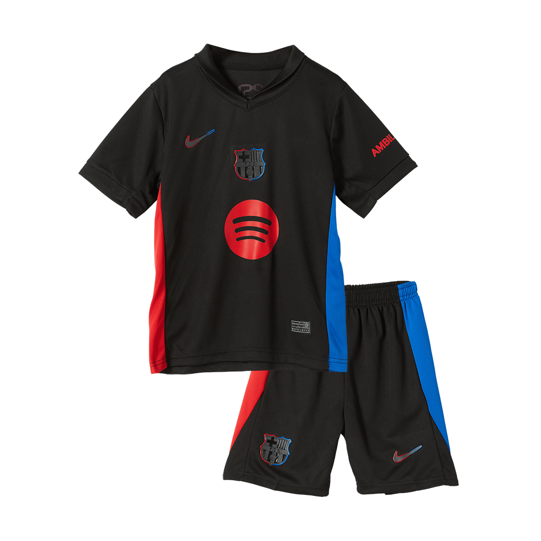 Barcelona children's away soccer kit (jersey + shorts) 2024/25 - Spotify logo without text Go Soccer World Shop