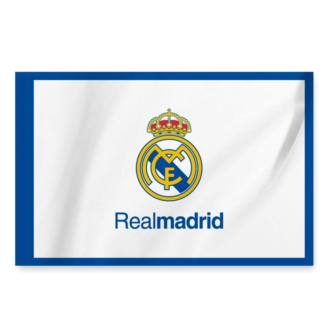 The white flag of the Real Madrid team Go Soccer World Shop