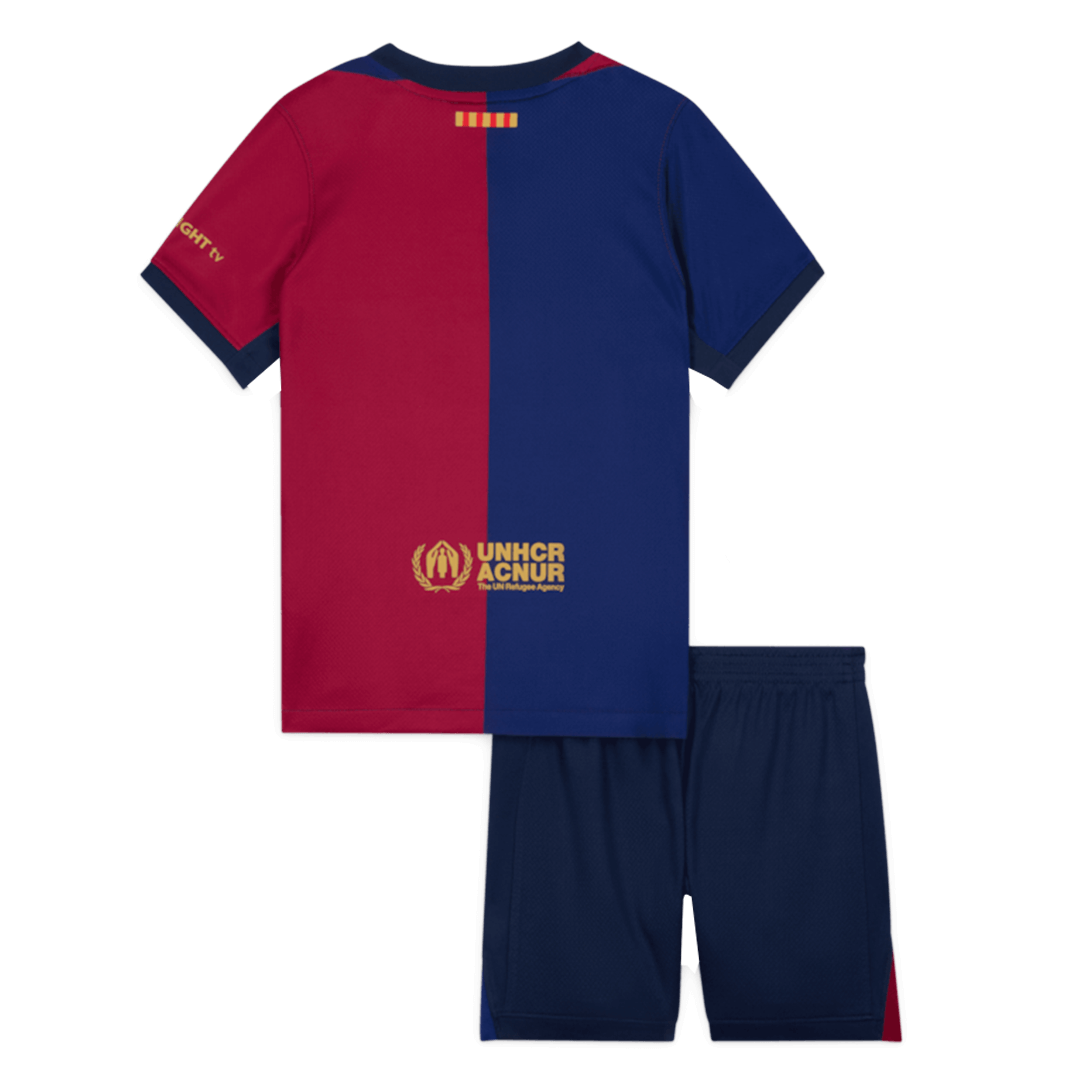 Barcelona Kids Home soccer jersey Set (Jersey + Shorts) 2024/25 - Spotify Logo Without Text Go Soccer World Shop