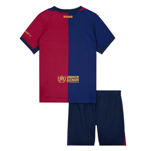 Barcelona Kids Home soccer jersey Set (Jersey + Shorts) 2024/25 - Spotify Logo Without Text Go Soccer World Shop