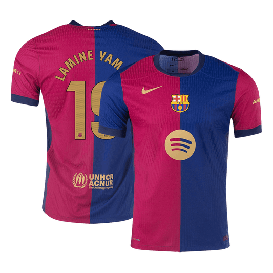 Player Version LAMINE YAMAL #19 Barcelona Home Soccer Jersey 2024/25 Spotify Logo Without Text Go Soccer World Shop